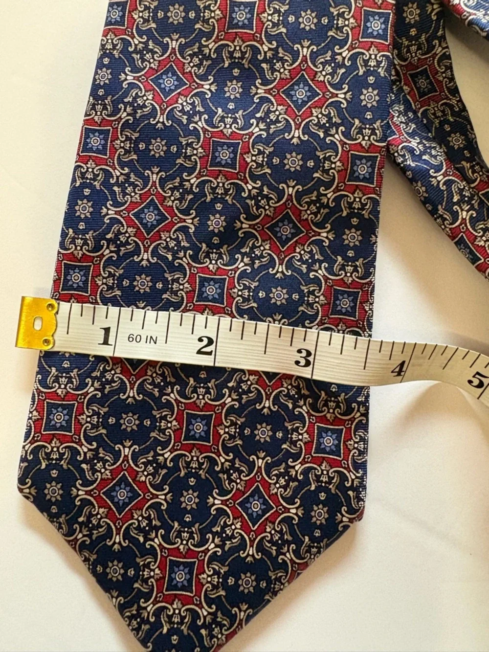 Dior Blue and Red Geometric Men's Tie - Picture 6 of 6